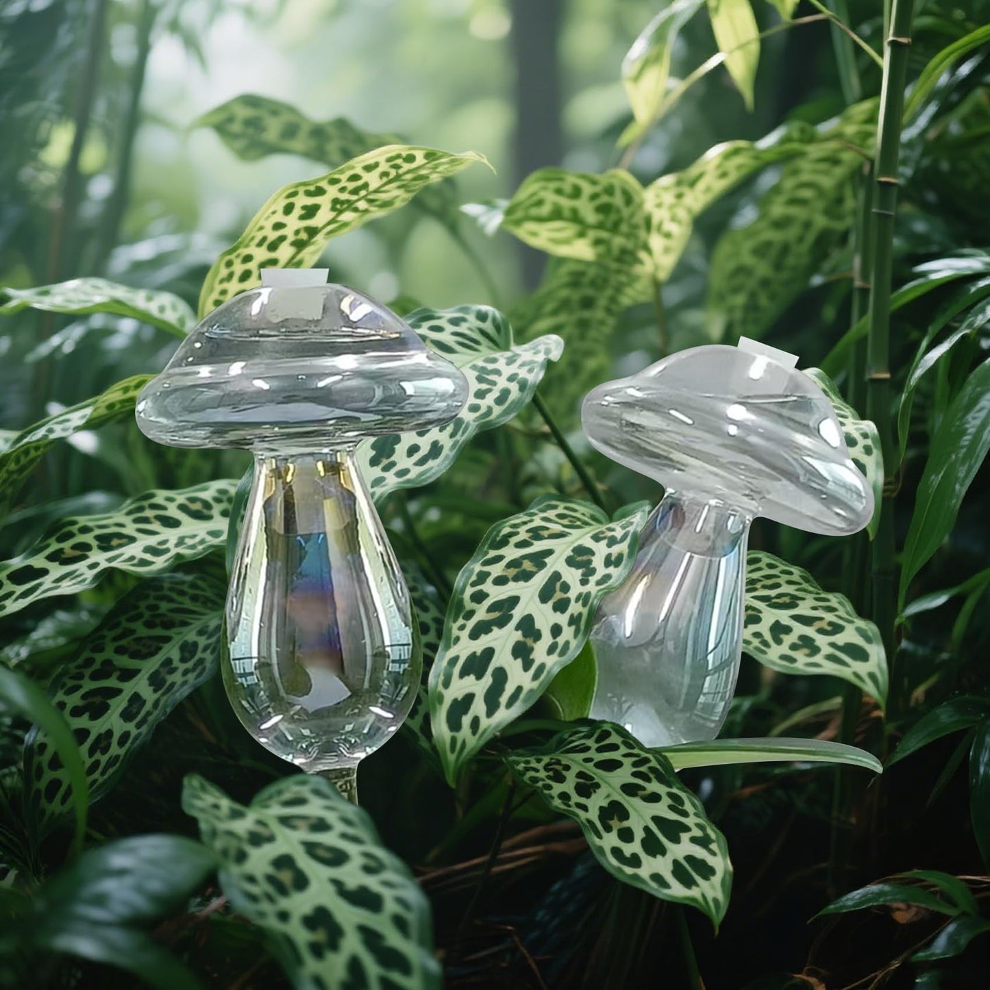 2 Pcs Glass Self Watering Globes, Iridescent Automatic Plant Waterer Bulbs Devices for Indoor & Outdoor Plants, Slow Release Watering Devices System for Various Plants