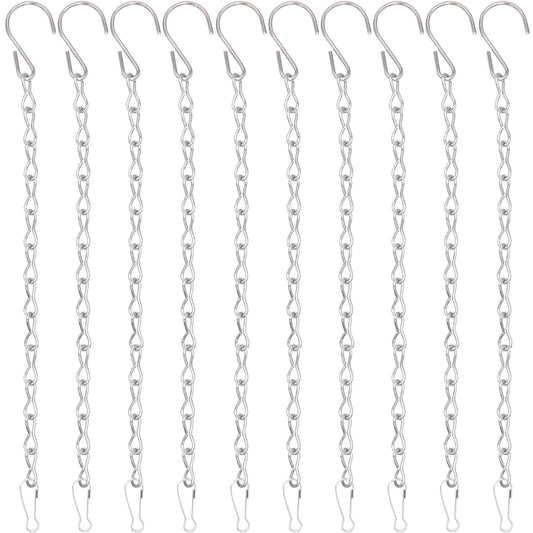 YINGFENG 10 Pack 9.5 Inch Silver Hanging Chains for Hanging Bird Feeders, Bird Houses, Planters, Baskets, Birdbaths, Lanterns, Wind Chimes, Billboards, Signs and Ornaments