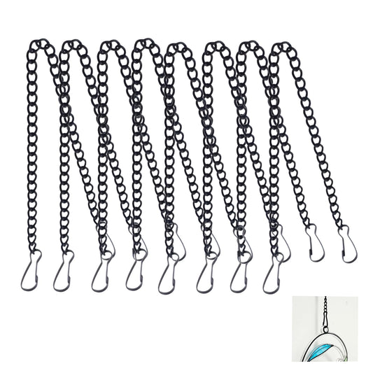 FWKAILEPING 8 Pcs Stained Glass Window Hanging Chain,20inch Premium Decorative Chains for Colorful Glass Windows Sun Catchers and Ornaments Perfect for Walls Gardens and Kitchens （ Black）