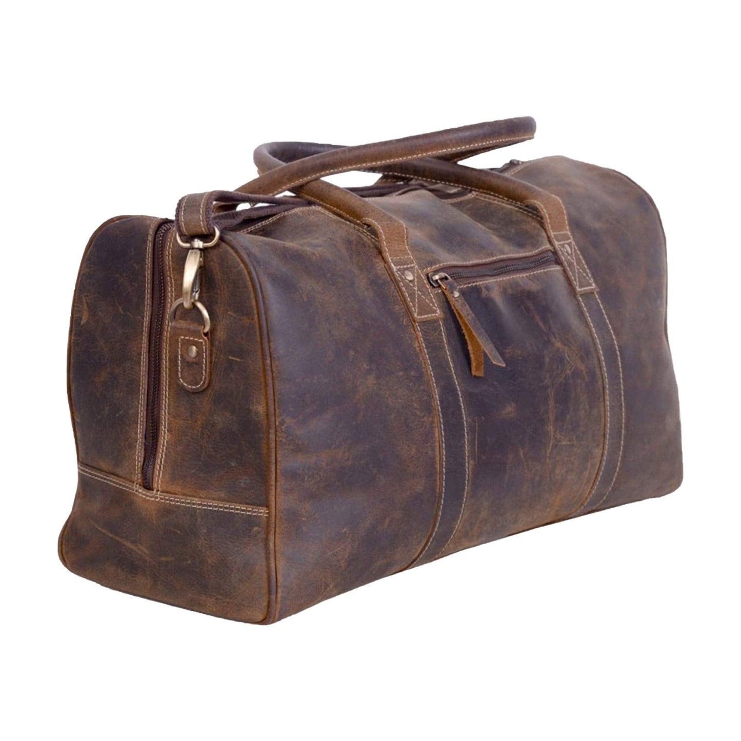 KomalC 24 Inch Leather Duffle Bags for Men and Women Travel Overnight Weekend Bag Sports Gym Duffel for Men