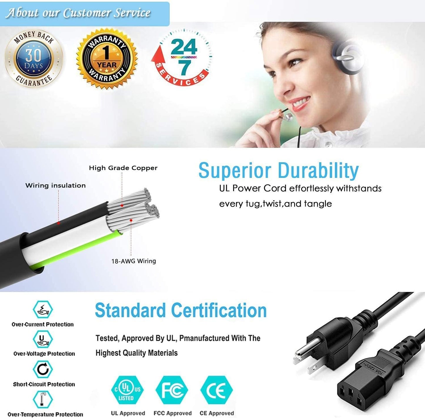 Marg AC in Power Cord Outlet Socket Cable Plug Lead for Primera Bravo Disc Publisher Pro BravoPro CD Copier Label