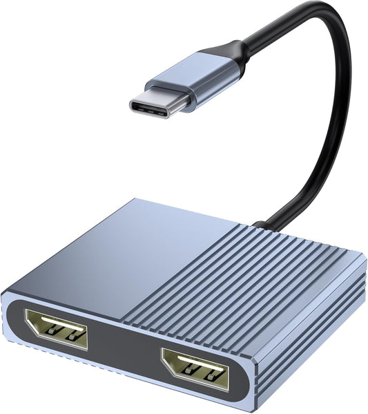 Movcle 4K@60Hz 1 2 USB C to Dual Displayport Adapter for Mac/Dell/HP Laptop, Displayport Splitter in Out for Dual