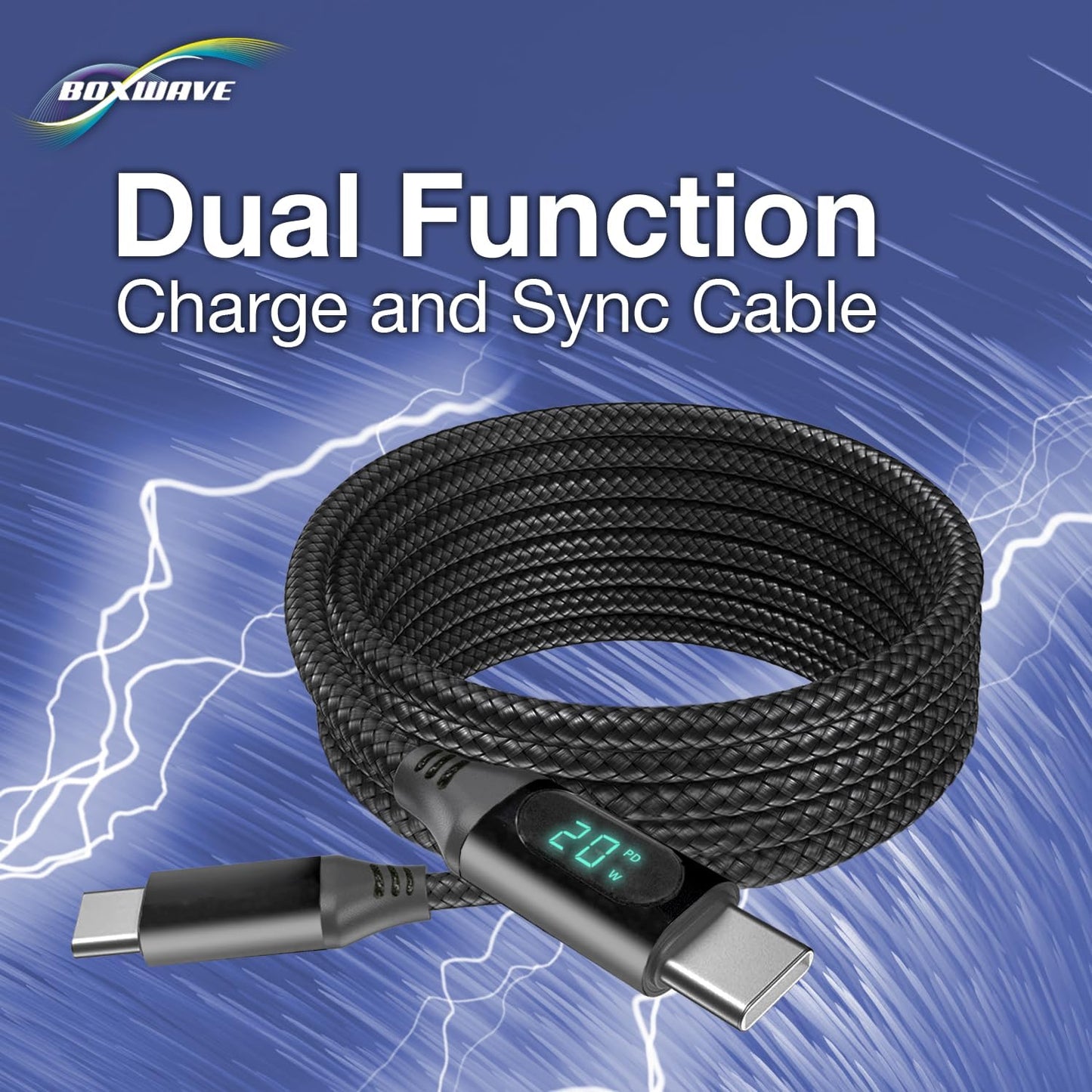 BoxWave TIMMKOO Q5 MP3 (6ft) (100W), Cable Compatible with WiFi Player with Bluetooth - PowerDisplay PD Cable - USB-C
