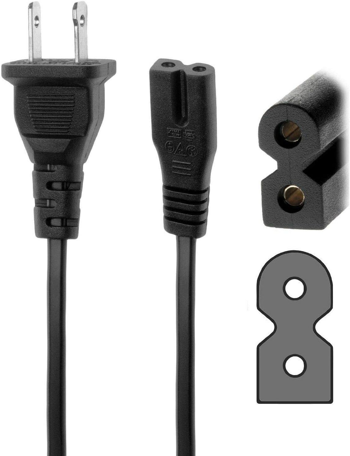BestCH 120V 60Hz 20W SA-CT60BT SACT60BT SA-CT60 220-240V) AC Power Cord Outlet Socket Cable Plug Lead for Sony Active