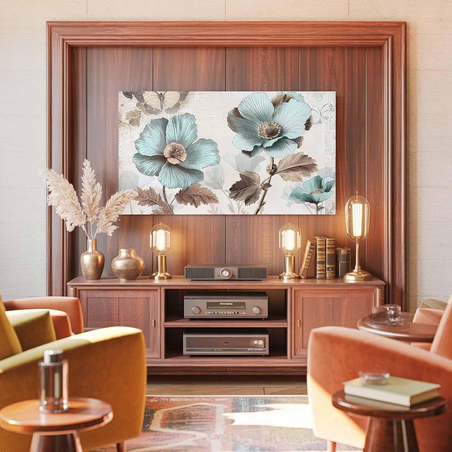Singingin 32 Inch, Victorian Style Broccoli Butterfly TV Dust Cover Blue Flowers Plant Computer Monitor Cover Dustproof