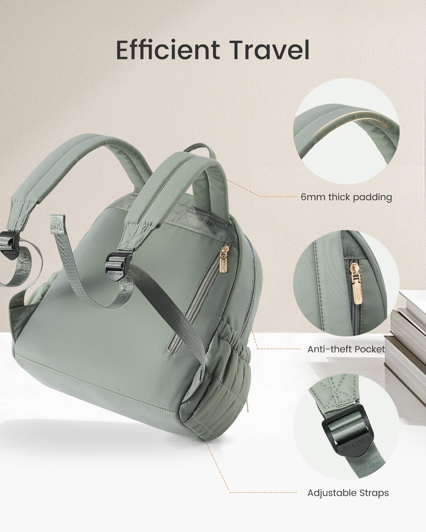 LOVEVOOK Small Backpack Purse for Women, Mini Puffer Backpack with Anti-theft Pocket, Lightweight Quilted Casual Daypack for Daily Work & Travel