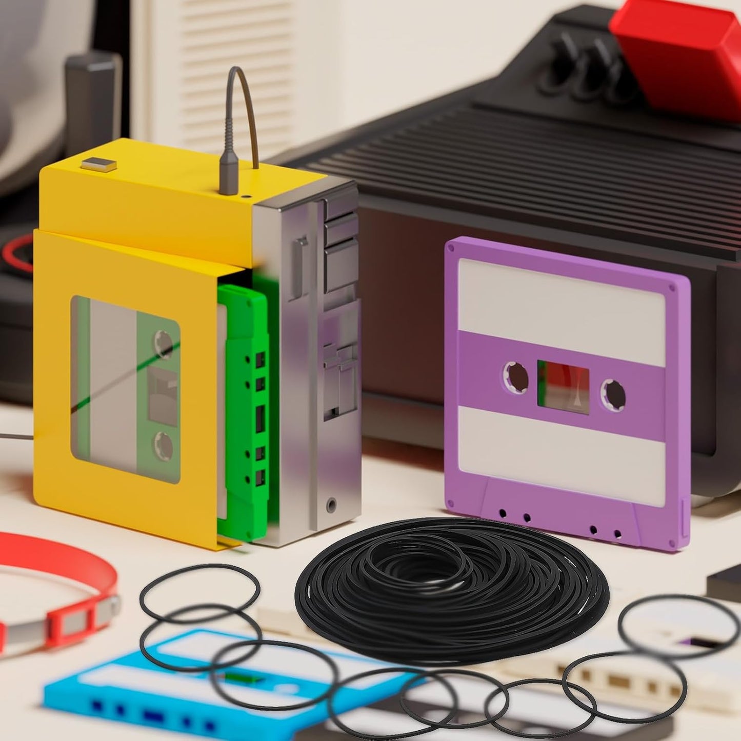 Sliverdew 100 Cassette Cassette 40-135 mm Cassette 1mm Pcs Recorder Rubber Belts Recorder Repair Maintenance Mix Flat