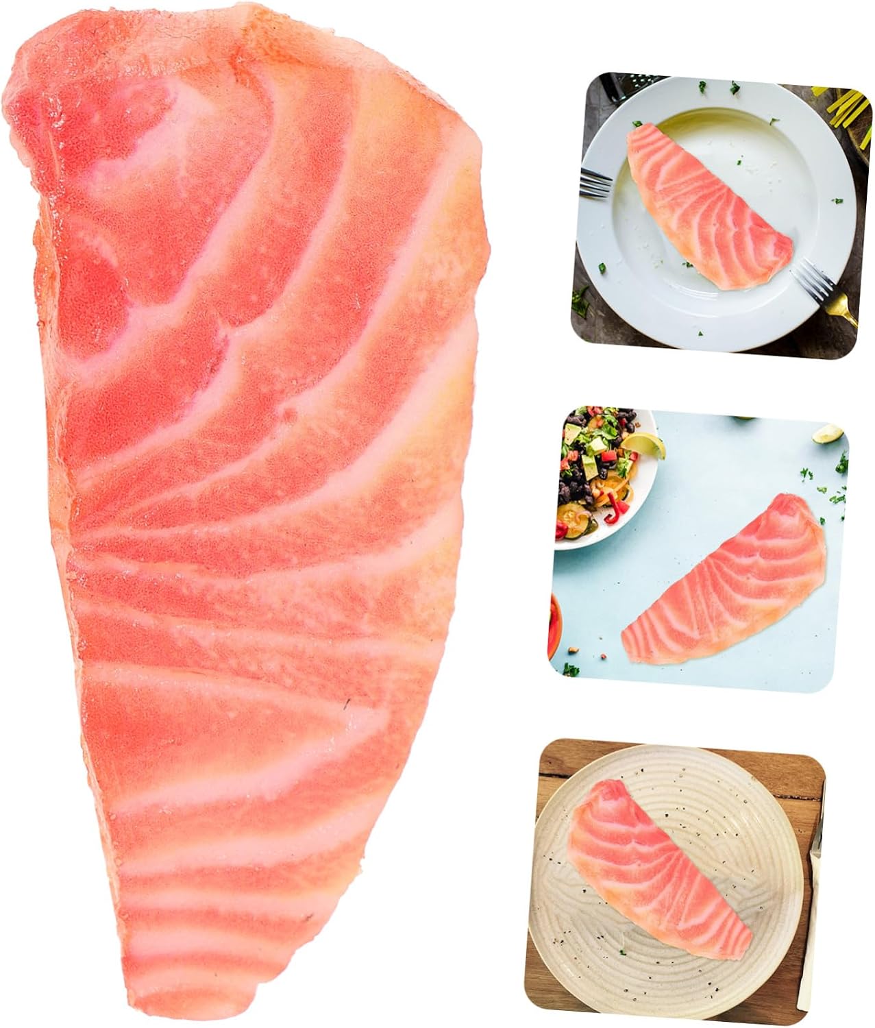 TOYANDONA Realistic Salmon Slice Model Lifelike Kitchen Decoration Prop for Home Supermarket and Restaurant Photography