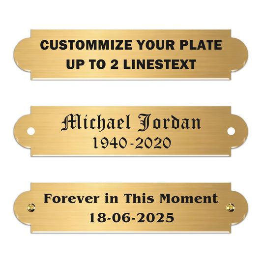 Engraved Name Plate Customized, Personalised Brass Sign for Wall Door Decor, Picture Frame, Memorial, Gift, Collectible - Solid Brass Brushed Gold Finish, 3.5 x 0.75" (Adhesive/Screws)