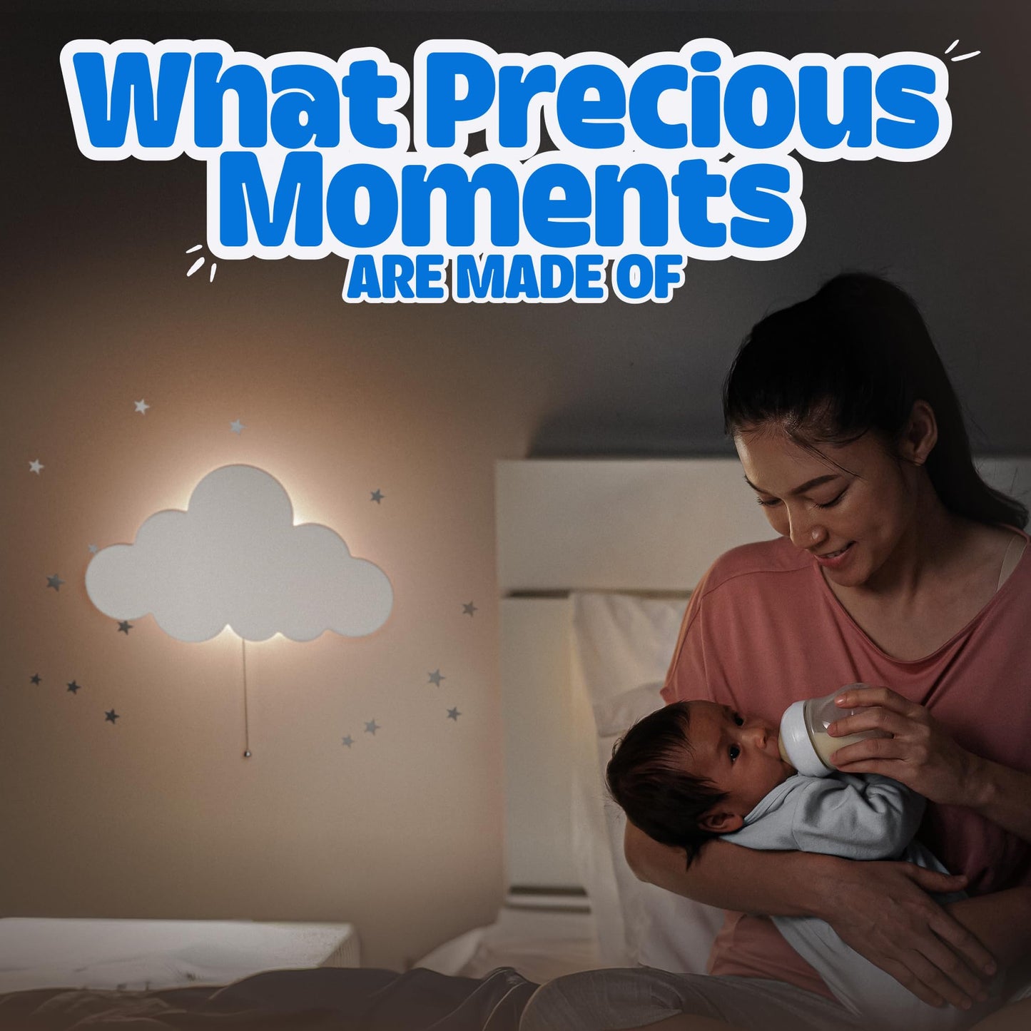 Tip perk 2 Pack Cloud Light - Floating Cloud Wall Lamp for Nursery | Cute Floating Lamp for Kids Bedroom | Battery-Operated Hanging Night Lights for Bedroom/Baby Nursery