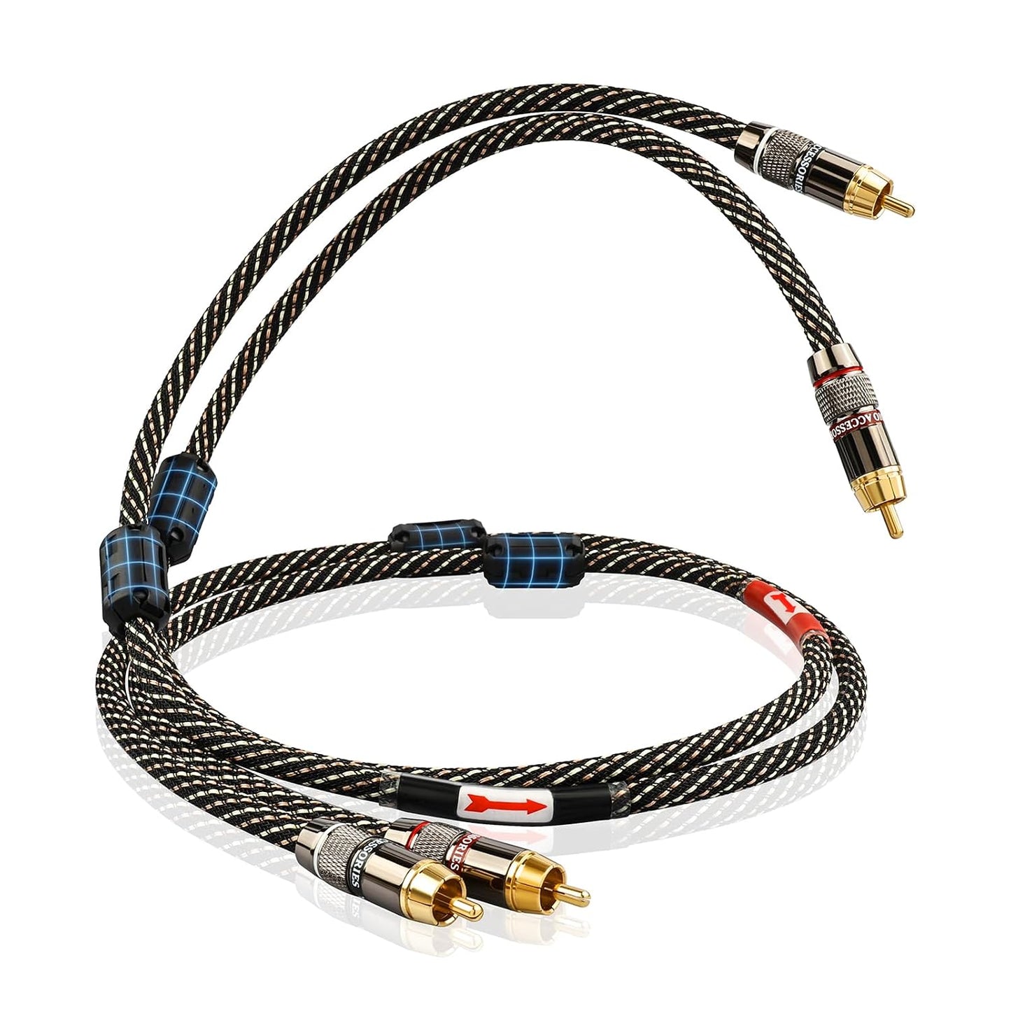 1.64ft 2RCA Male,15 AWG,4N Core,24K Player,Turntable(1.64ft/0.5m) Audiophile HiFi Audio RCA Cables - Male to OFC