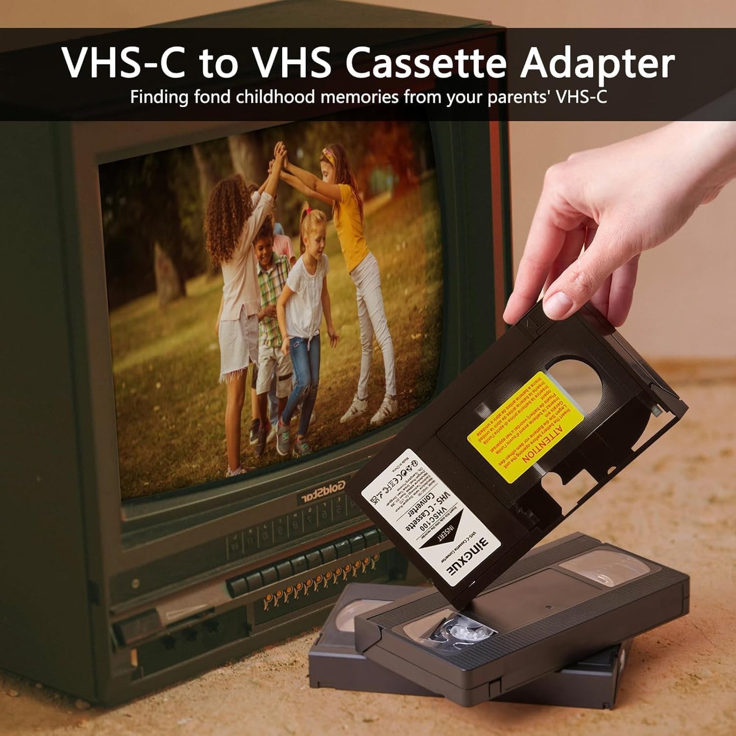Bingxue Cassette Cassette VHS-C Tape Adapter for Camcorders Motorized VHS VHS-C to VHS Ideal for VCR Player, Video