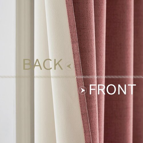 MIULEE Blackout Linen Textured Curtains - Thermal Insulated Dusty Rose Drapes | Luxury Room Darkening 42 x 90 Inch (2 Panels)