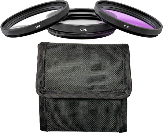 COMMANDER OPTICS 3 (77mm) Professional HD Piece Camera Lens Filter Kit (UV, CPL, FLD) with Carrying Case