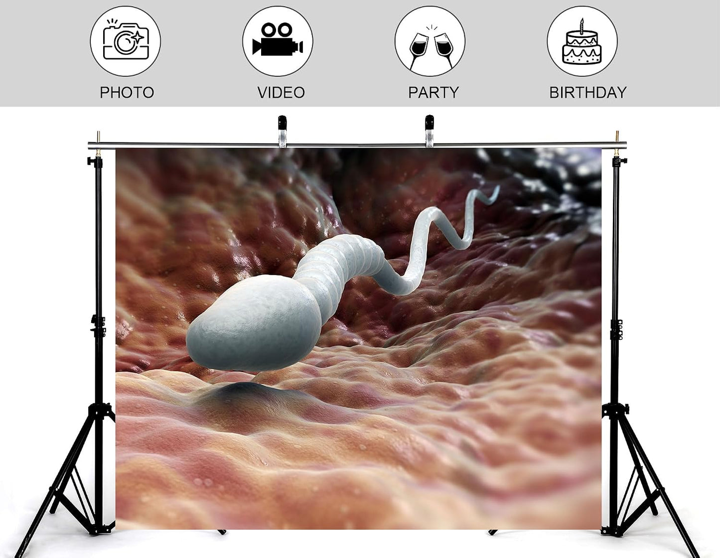 KeyWork 8x5ft Sperm Cell Backdrop Microscopic Reproductive Tissue View Photography Background for Medical Conference