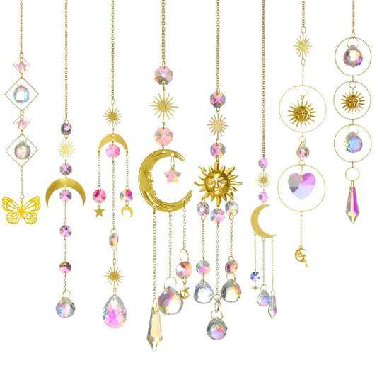 Colorful Crystal Suncatcher,Stylifeo 8Pcs Prism Sun Catcher with Chain and Hook for Windows Hanging Decor Rainbow Maker Pendant Ornament