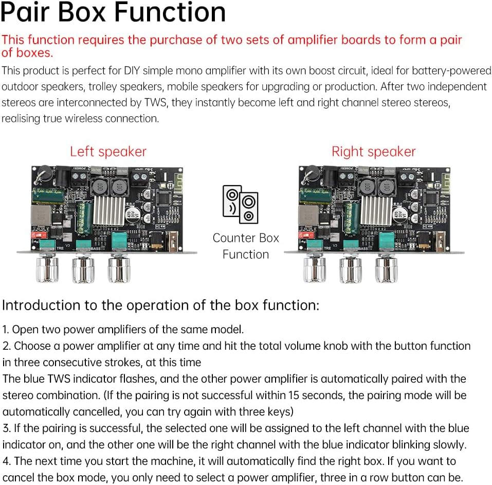 ZK-1001U TWS,100W 9-24V Mono Bluetooth AMP Board with Vehicle Amplifier Input Wide Voltage Home Audio Amplifier