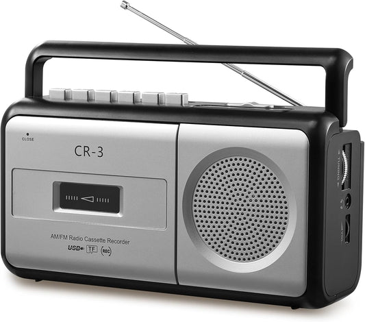 DGXWLLW Cassette Casette 3.5mm 4 Portable Player Boombox AM/FM Radio Stereo, Vintage Tape Player Recorder with Loud