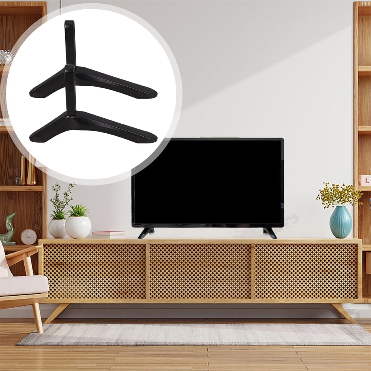 BESPORTBLE Aluminum Alloy Tv Stand Legs Tabletop Mount Stable Base No-Drill Heavy Duty Support Bracket for Flat Screen