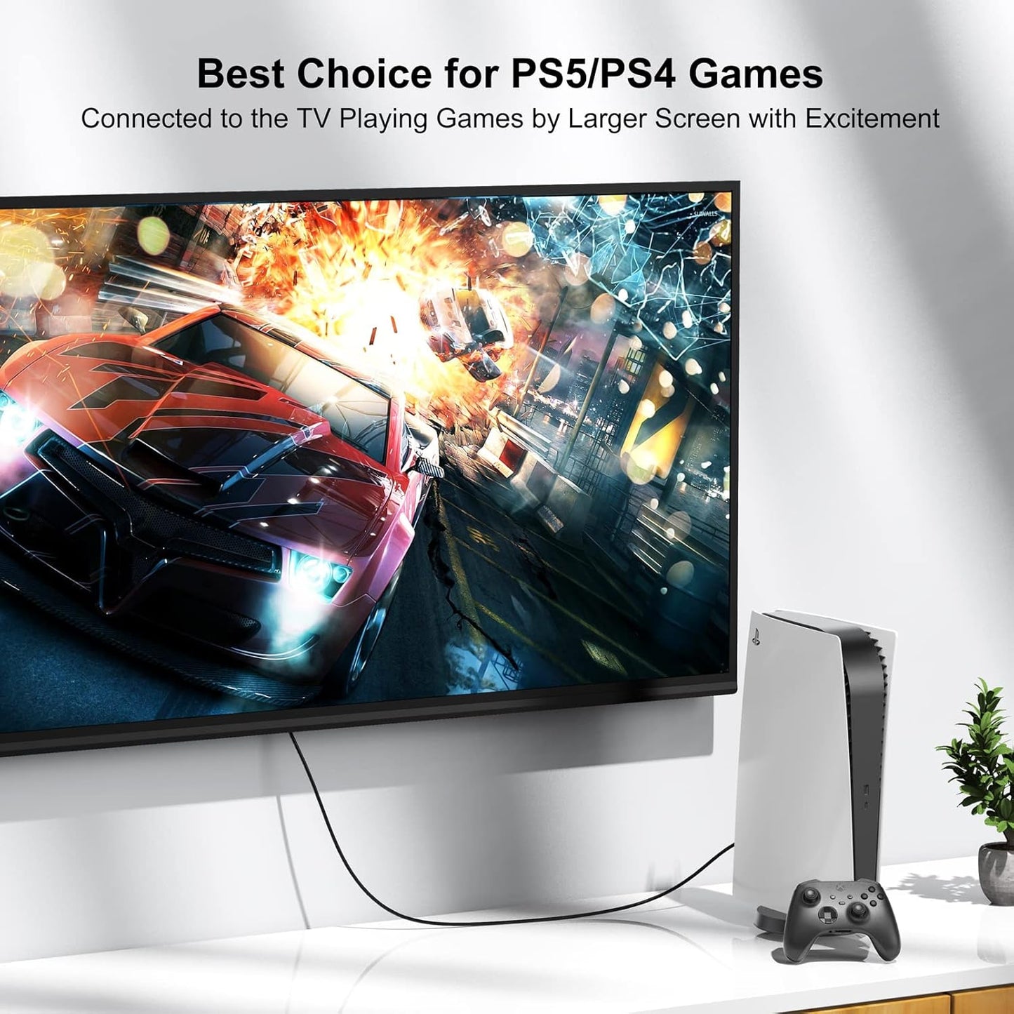 4K 10FT 5-Pack, 10 4K@60Hz, 2K 1440P@144Hz, 1080P, 2.2, 3D, PS5, PS4, HDMI Cable HDMI Cord Foot High Speed HDMI to HDMI