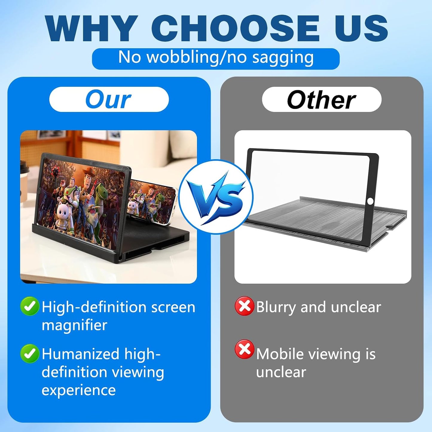 3D (10-Inch) Screen Magnifier for Cell Phone, HD Screen Magnifier Projector Screen Enlarger for Movies, Videos