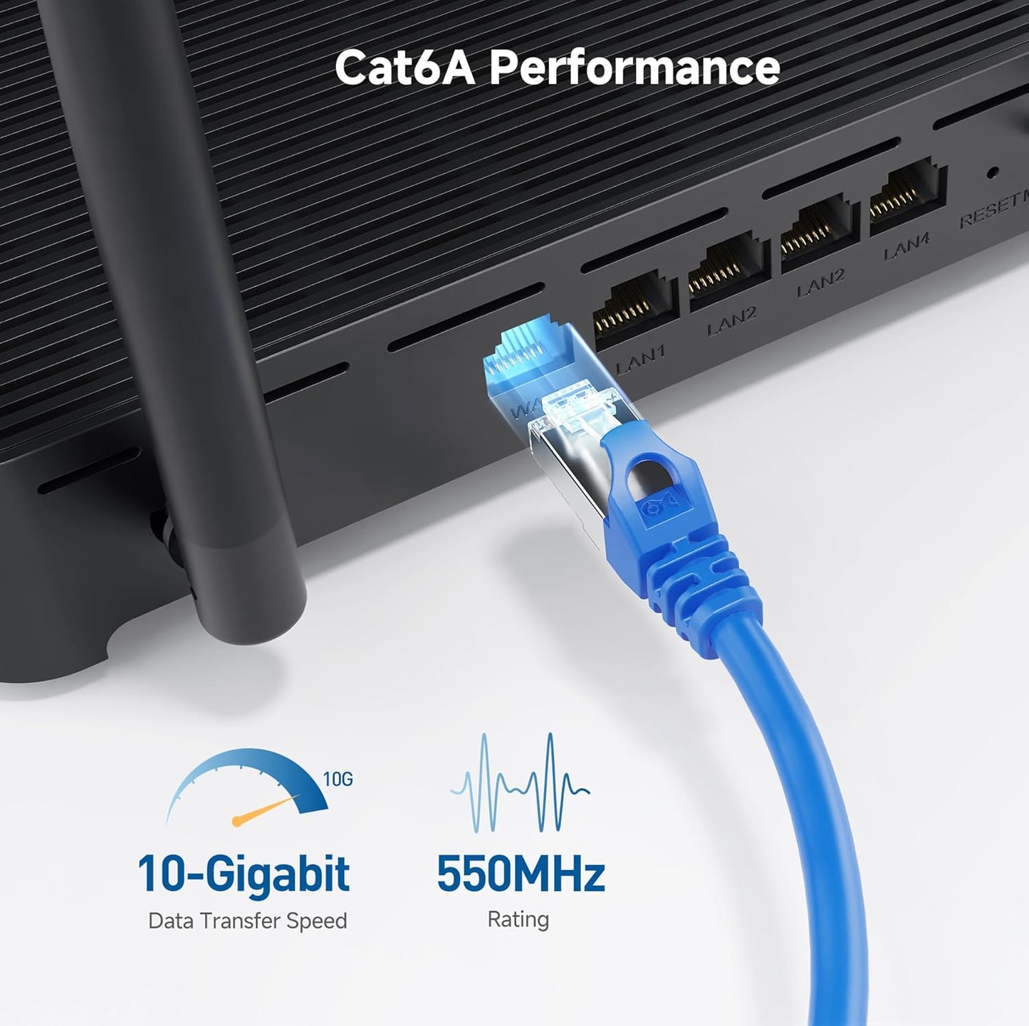 10Gbps 6A 50ft, 6A Cat6A Cable Matters Snagless Shielded Cat Ethernet Cable - Cat Cable, Cord, Ethernet Cord, Blue