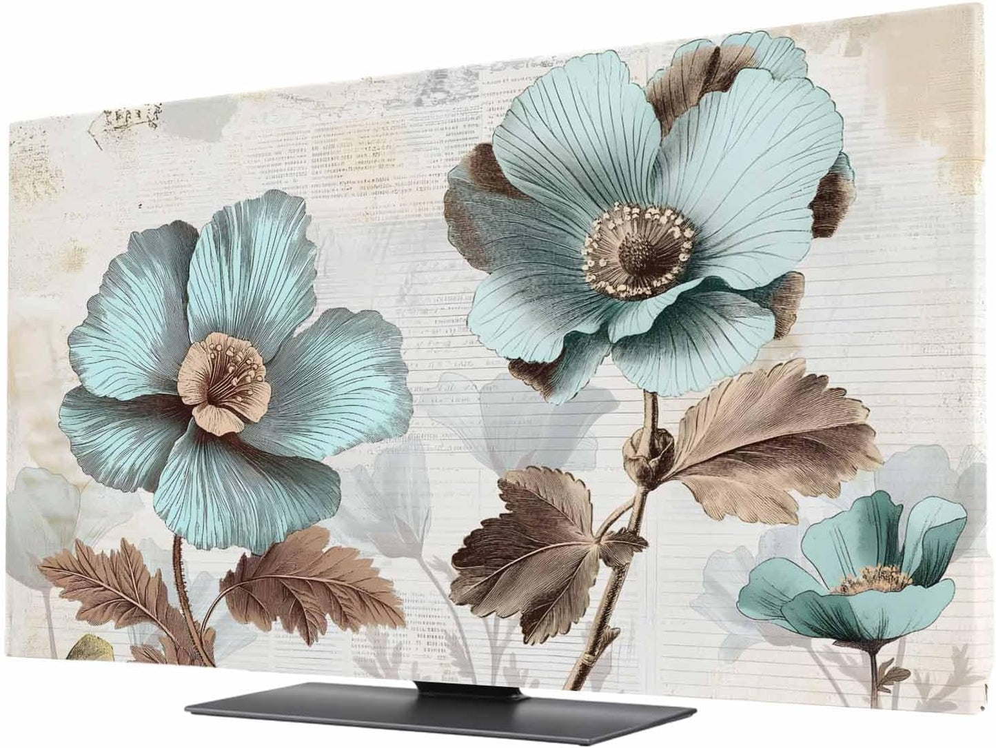 Yukro 40 Inch, 35"x22" Blue Broccoli Indoor TV Dust Cover, Vintage Flower Victorian Style Elastic TV Dustproof Cover