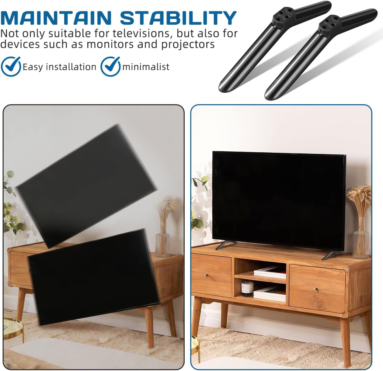 Mipcase 40 Inch Universal Tv Stand Legs Replacement Base for Flat Screen Tvs up to with Screws Stable Mount for Living