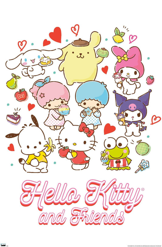 Hello Kitty and Friends: 23 Favorite Flavors - Kawaii Wall Poster, 34L" x 22.4W", Unframed Version