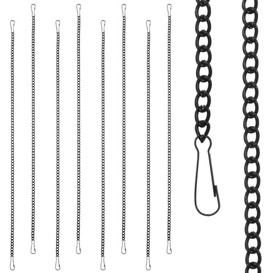 8 PCS Black Chain for Hanging Stained Glass 20 Inch Window Hang Chain to Hang Pictures with Hooks for Courtyards, Gardens, Outdoor Decoration, Walls, Decorative Art Chains