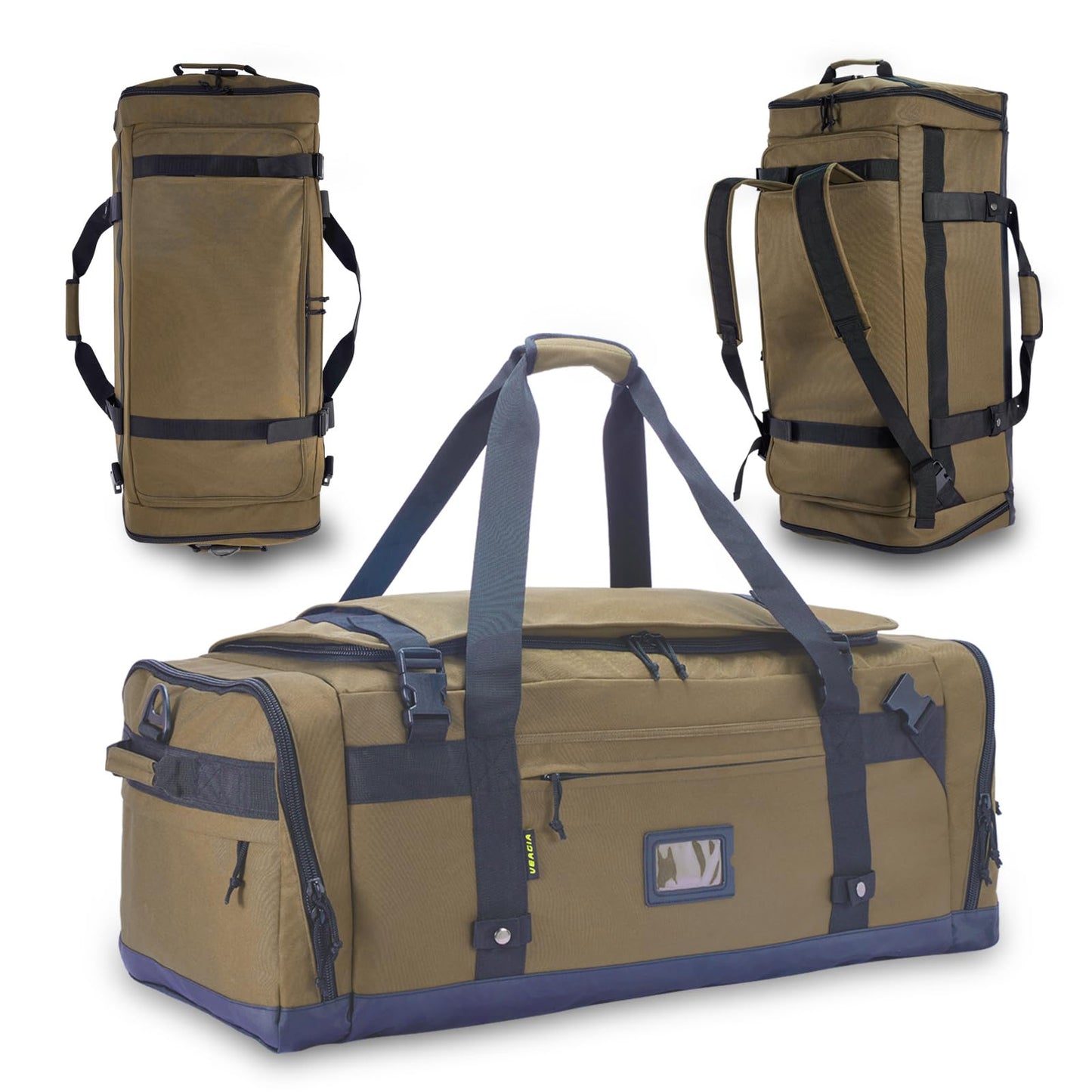 Large Duffle Bag for Travel - Men & Women, Foldable Gym Duffle Backpack, Heavy Duty Tactical Military Canvas Duffel Bags, Extra Big Carry On with Shoe Pockets, Waterproof (80L/103L)