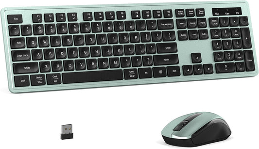 MPTOG 104-Key 15 Wireless Keyboard and Mouse Combo, Full-Size Office Keyboard with Function Keys, Numeric Keypad