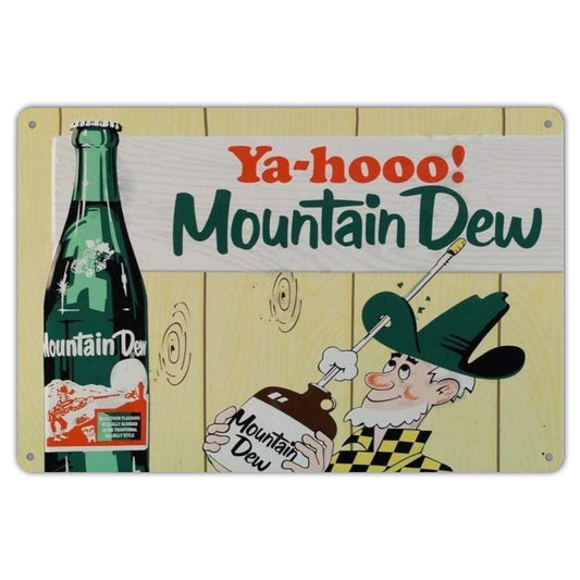 HomDeo Wall Decor Mountain Dew Soda Pop Store Advertising Vintage Look Retro 8x12in Novelty Metal Signs Tin Sign