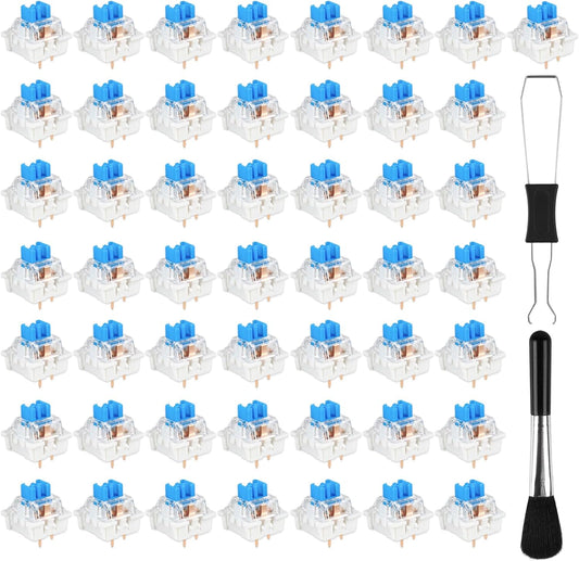 Deftomo 50 3-Pin Pcs Blue Keyboard Switches, Clicky Tactile Mechanical Keyboard Switches, Complete DIY Replacement Kit