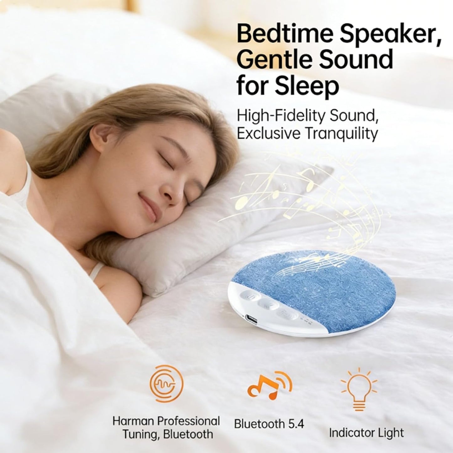 (2Pcs-B) Under Pillow Speaker Bluetooth, Bluetooth Pillow Speaker for Sleeping, Pillow Speakers for Sleeping, White