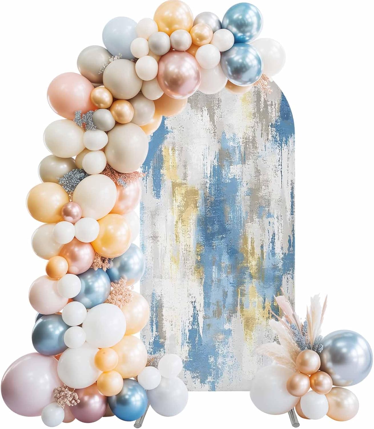 Jnbasdffb 6.6 Blue Gray Ombre Wedding Arch Cover, Stretchy Spandex Arch Backdrop Stand Covers FT, Vintage Abstract Art