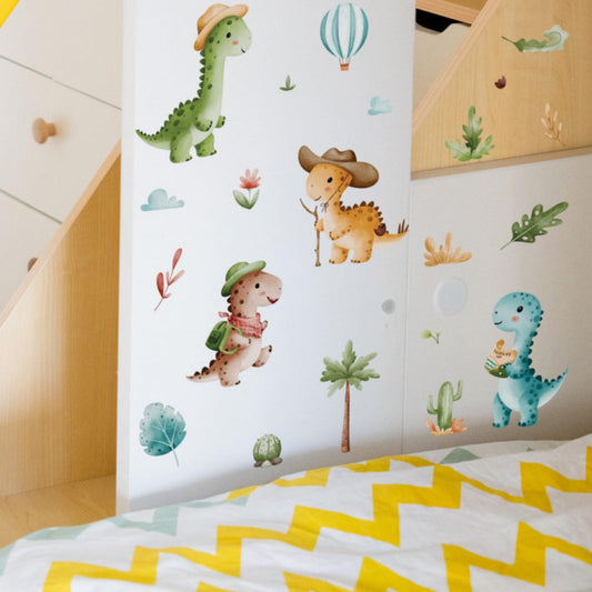 Cute Cartoon Dinosaur Wall Decal Dinosaur Wall Sticker Wall Decoration for Children's Room Kindergarten Nursery Self-Adhesive Sticker Pegatinas para Pared