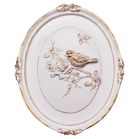 EvruCexul Vintage Bird Wall Sculpture- Antique Wall Decor, Hand Painted Wall Decoration with Embossed Birds Design,Vintage Wall Decoration for Living Room ,Kitchen, Bedroom & Gallery Floral Wall Art,Christmas Gift(Bird 2)