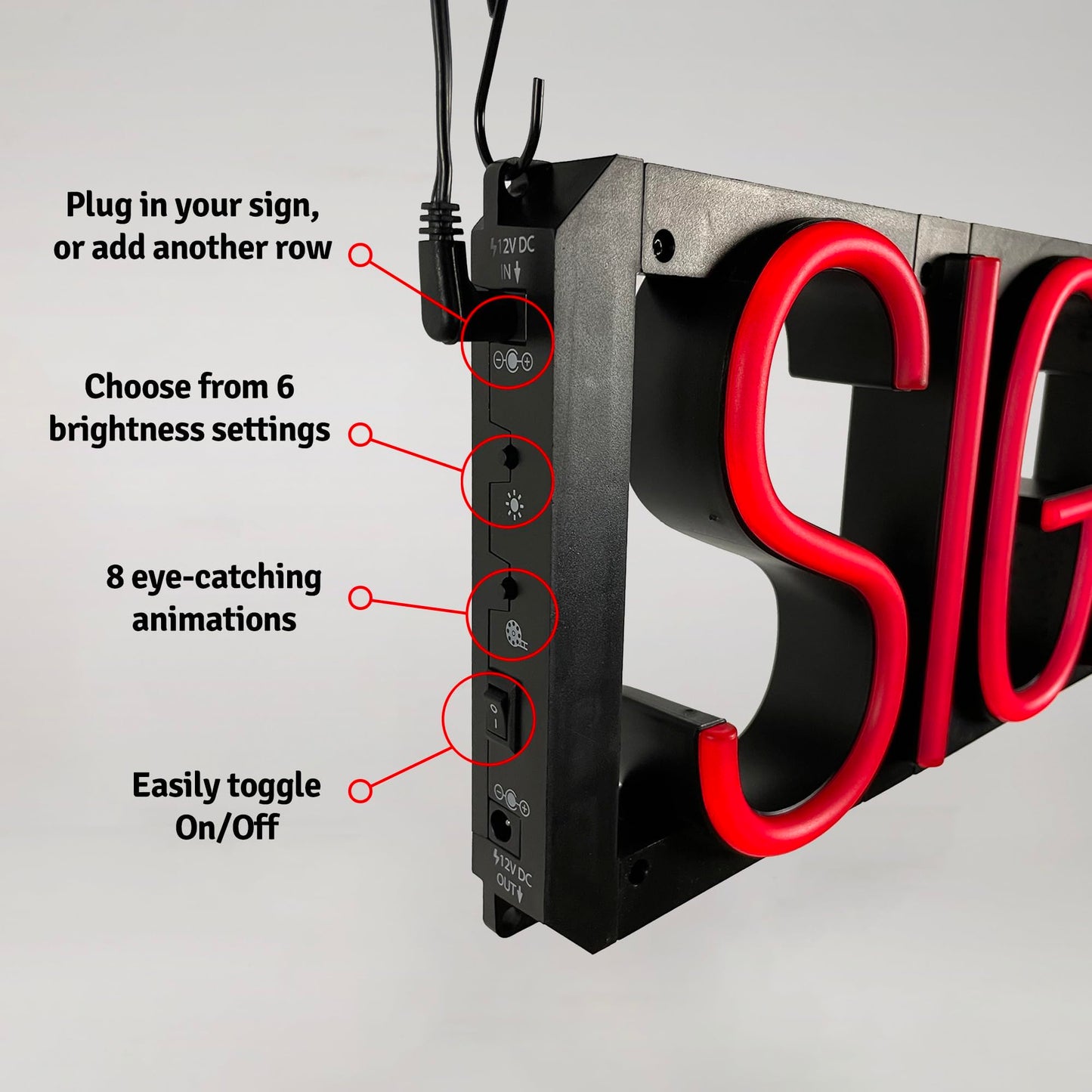 SpellBrite PIZZA Sign | Pizza-Related Sign with Neon Look, Green LED Light Source | 17.6" x 6.3"