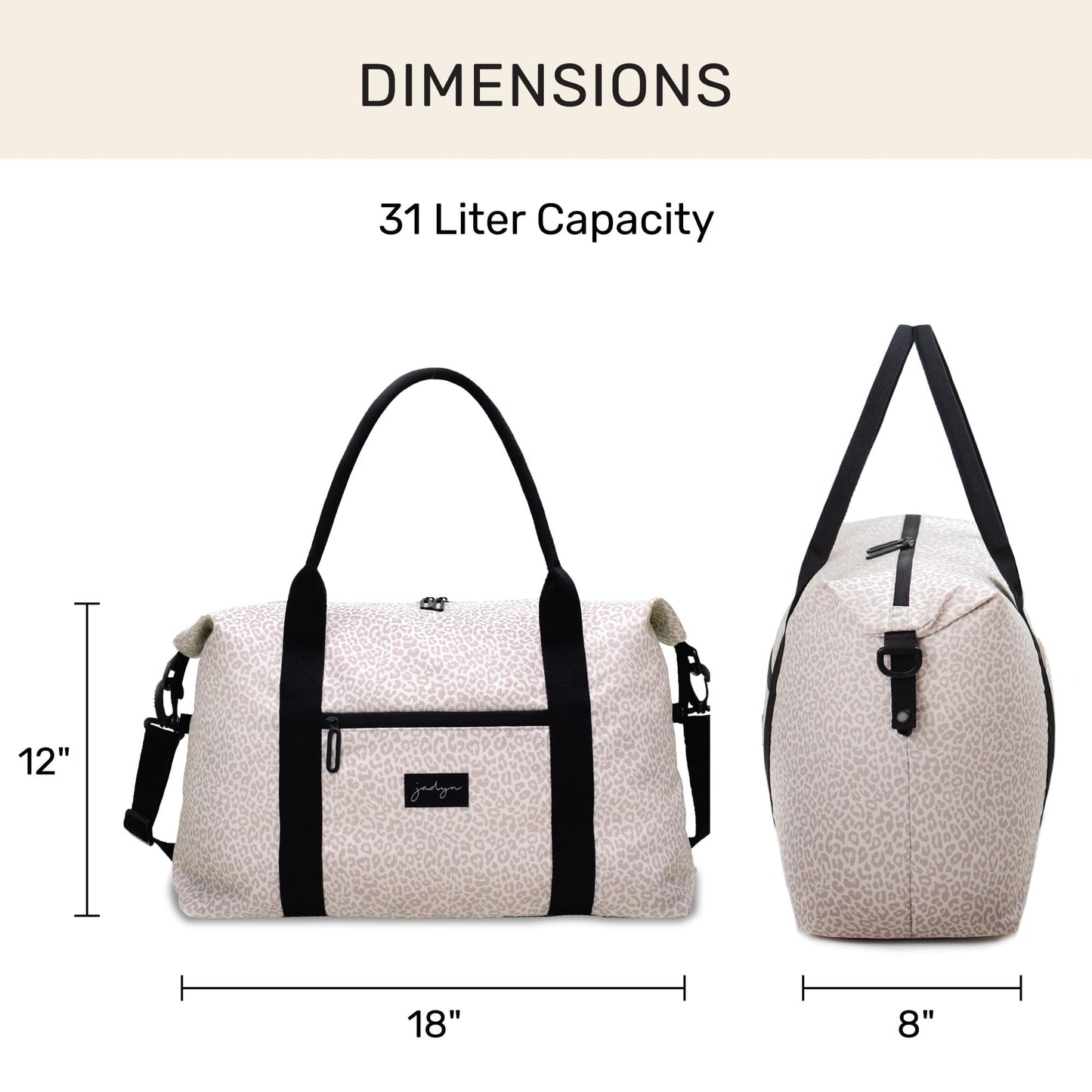 Jadyn Lola Travel Bag, Weekender/Overnight Duffel, Gym Tote Bag for Women, Men (Desert Leopard)