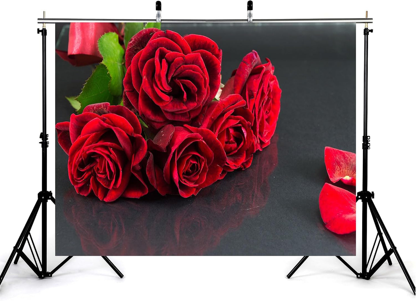KeyWork 9x6ft Red Rose Bouquet Backdrop Fresh Bloom Petal Photography Background for Valentine's Day Gift Party