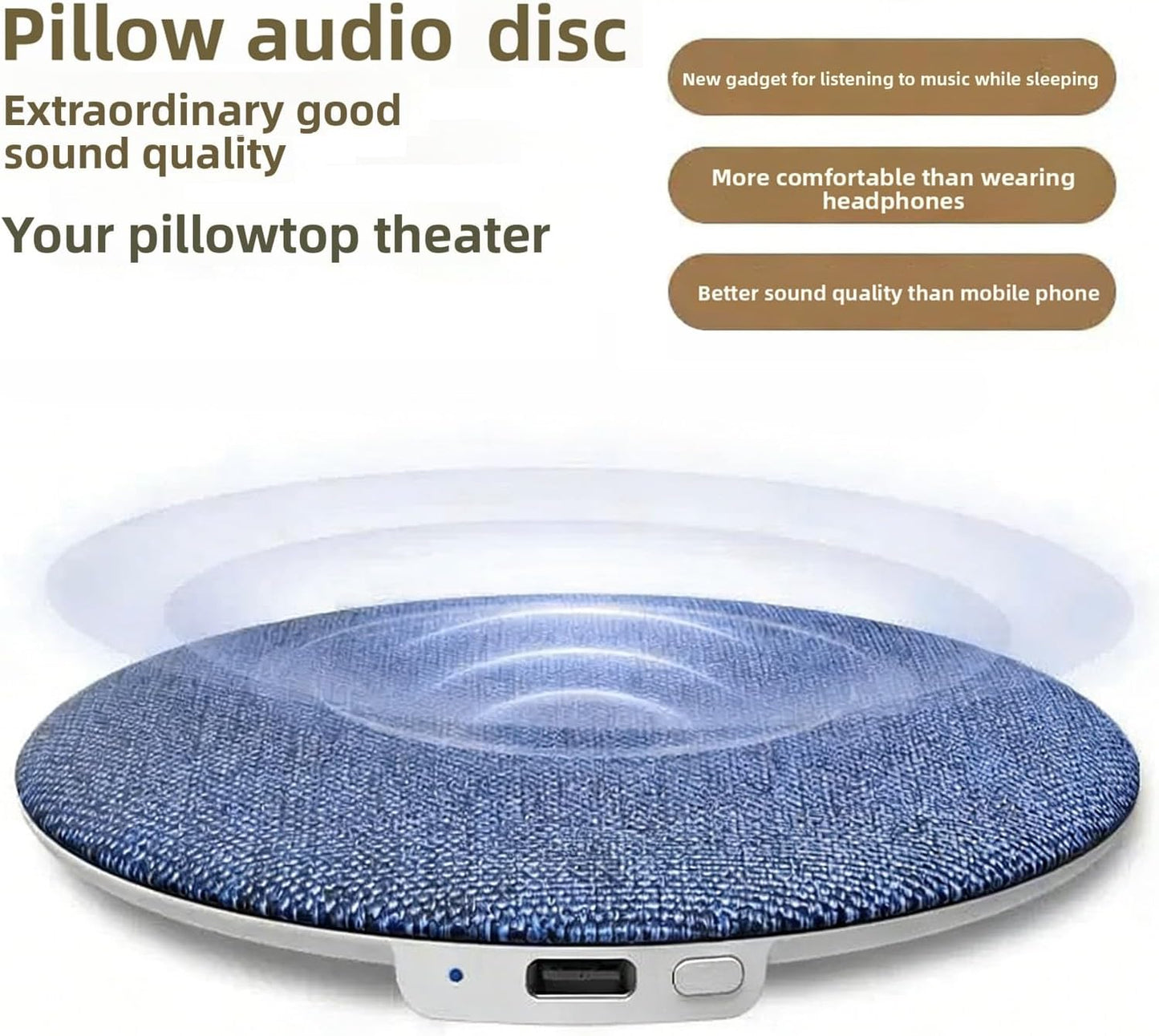40mm 5.4, Yoidesu Bluetooth Sleep Pillow Speaker, Professional Sound Tuning with Drivers and Bluetooth with Built
