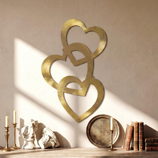 ElaraBerry Metal Heart Wall Decor Unique Vintage Gold Love Sign 11.8 × 7.5 Inches Wall Plaques Bedroom Ornaments for Home Wedding Decor Living Room Decoration