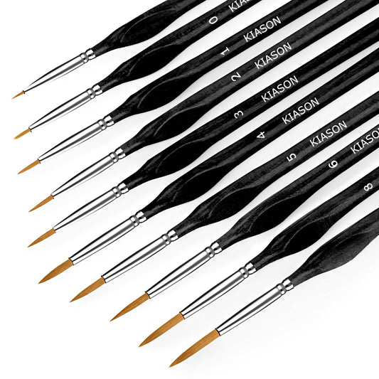 10PC Miniature Paint Brush for Fine Detailing,Small Painting Brushes Set for Art, Crafts, Acrylic, Watercolor, Oil, Model, Face, 40k & Paint by Number, Figurine (Black)