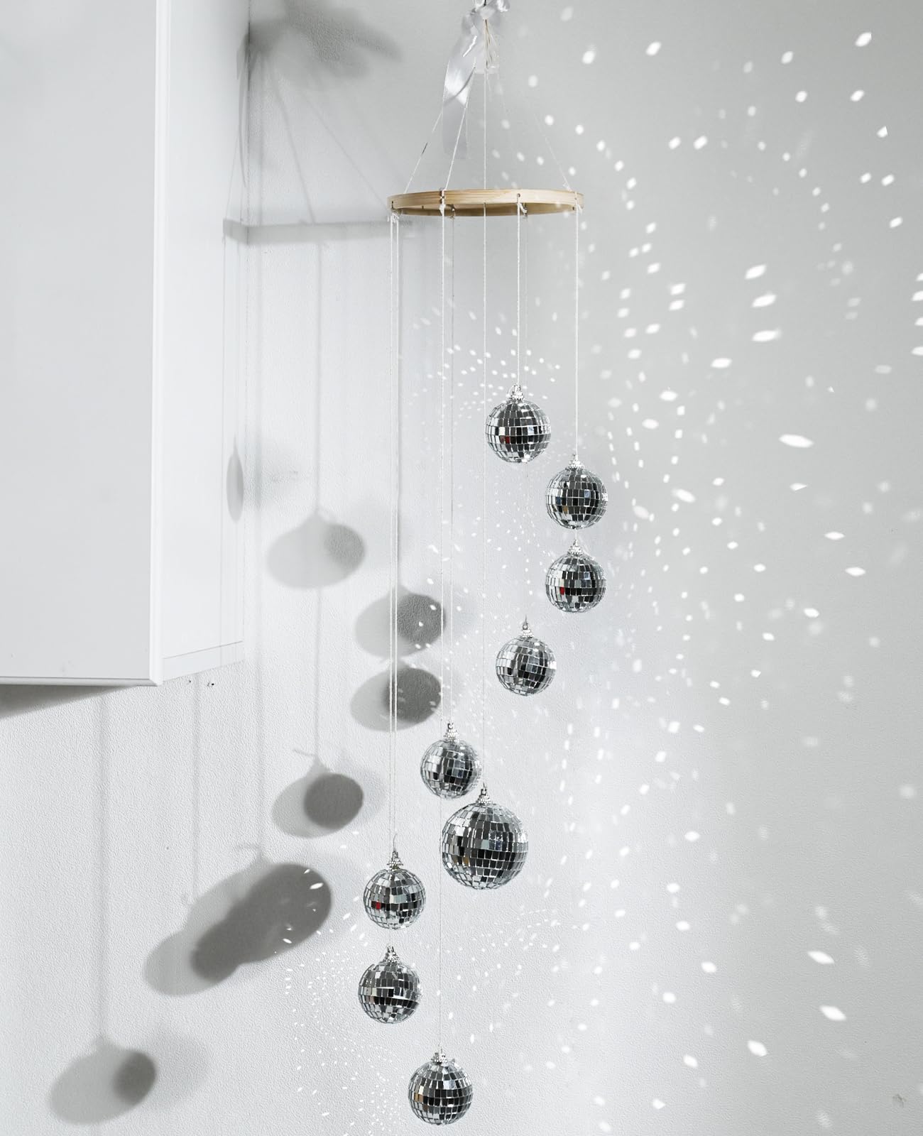 AceList Disco Ball Decor Sun Catcher Hanging Spiral Spinner 35 Inch Handmade Spiral Design with Big Disco Balls for Window Home Party Wedding Birthday Decoration, Indoor Use