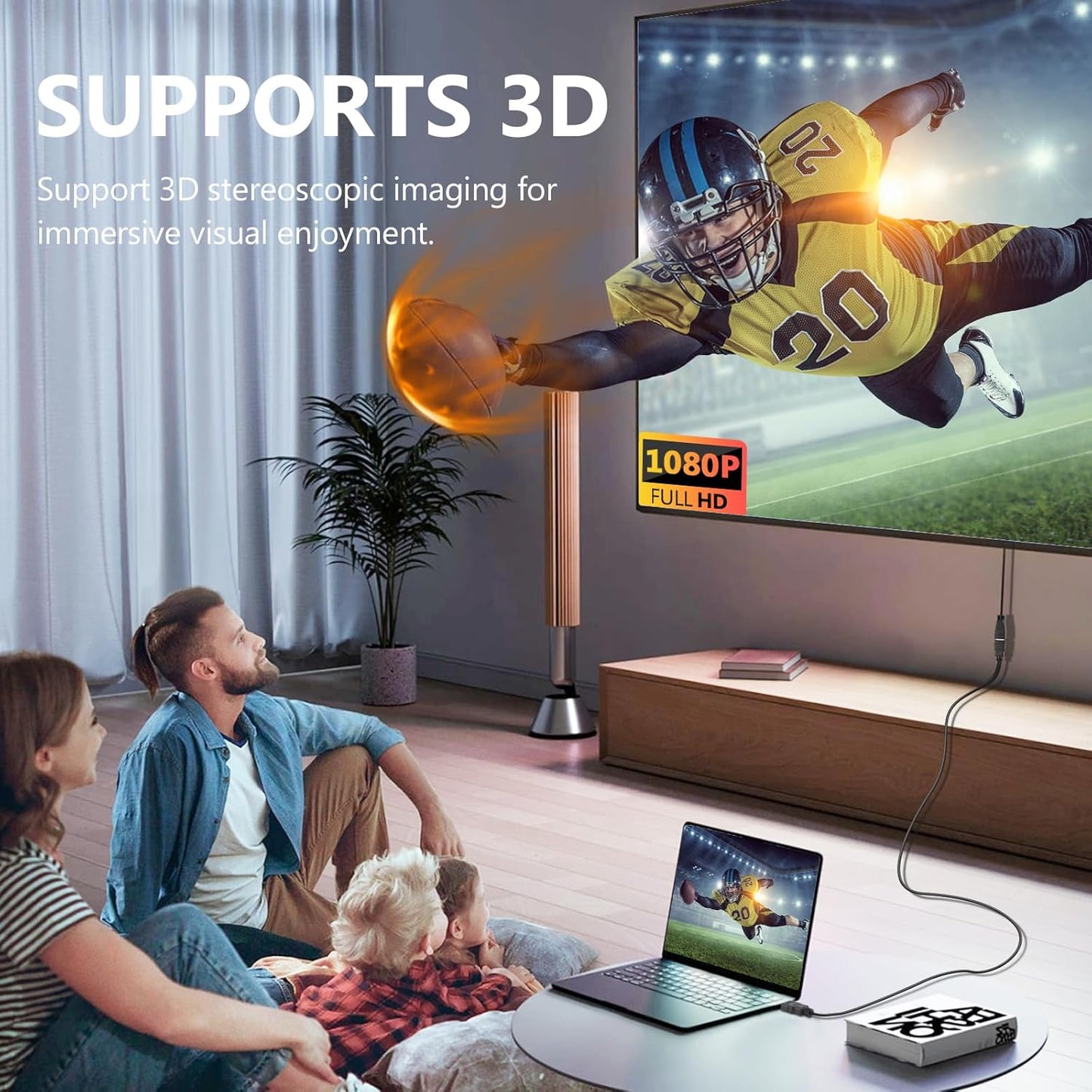 SAISN 3 2 Pack 1080P HDMI Extension Cable Feet, HDMI Extender Cable High Speed HDMI Male to Female Adapter Cable HDMI