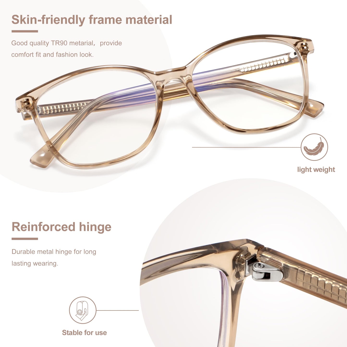 Madison Avenue Blue Light Blocking Glasses Anti Eyestrain UV Glare Blue Light Glasses for Women with Case, TV Phone Computer Gaming Eyeglasses (Coffee Brown)