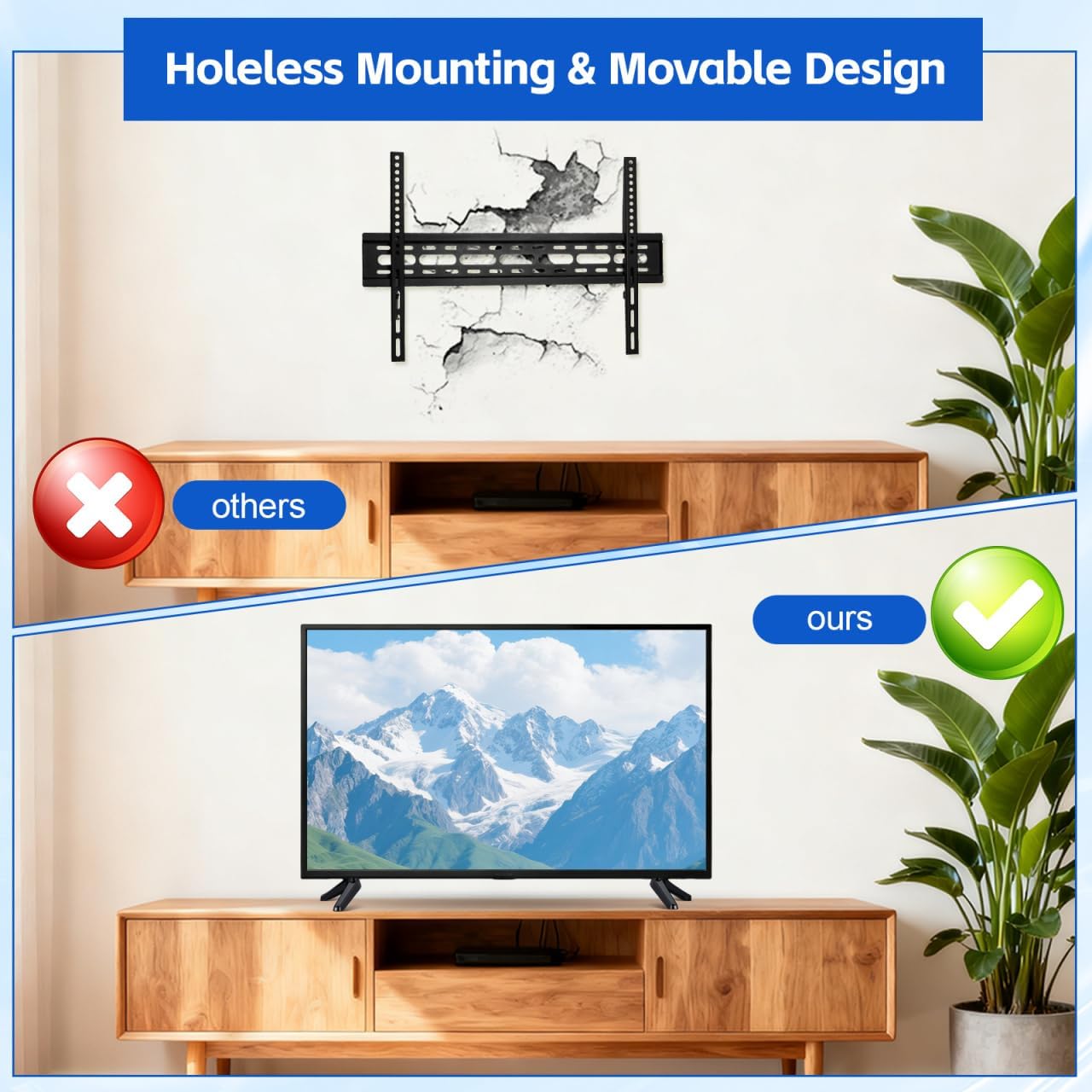 DIYEAH 32-55 Inch 2 Universal TV Stand Legs for LCD LED Televisions, Tabletop TV Base Mount Brackets with Non-Slip
