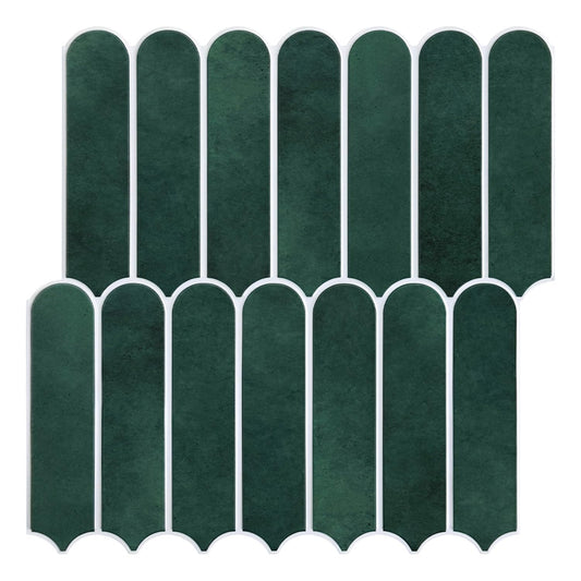 COMSTICKC Matte Dark Green Peel and Stick Tiles, 3D Wall Stickers, 10 Sheets, Ultra-Light Thin PVC Wall Panels 3D Fish Scale Stick on Tile Sticker Backsplash Kitchen Bathroom, 12"X12"