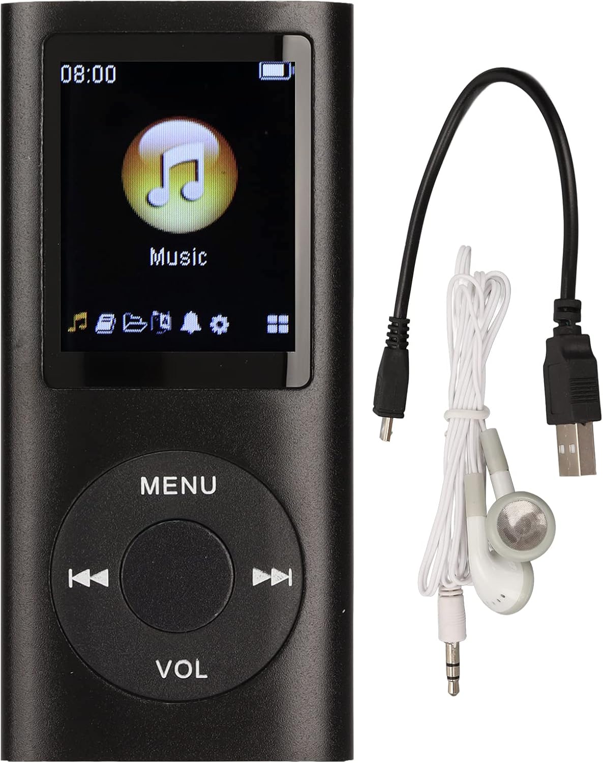 Estink MP3, MP3 1.8inch MP3 Mini Portable Stylish Multifunctional Lossless Sound Slim Player, Large LCD Screen Player